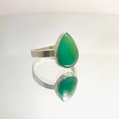 Bague " Harmonie " Chrysoprase et Argent 925 - Byartmexbijoux 58