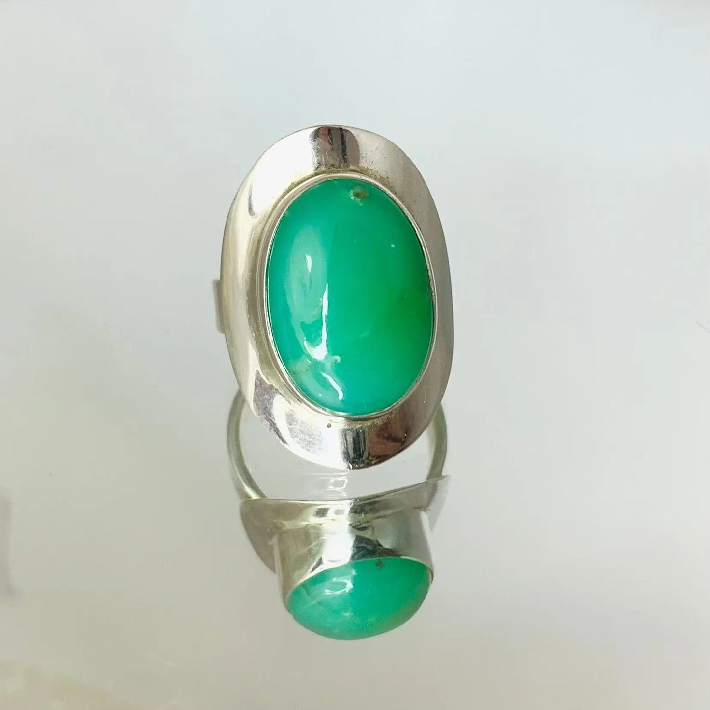 Bague " Joie et Douceur " Chrysoprase et argent 925 - Byartmexbijoux