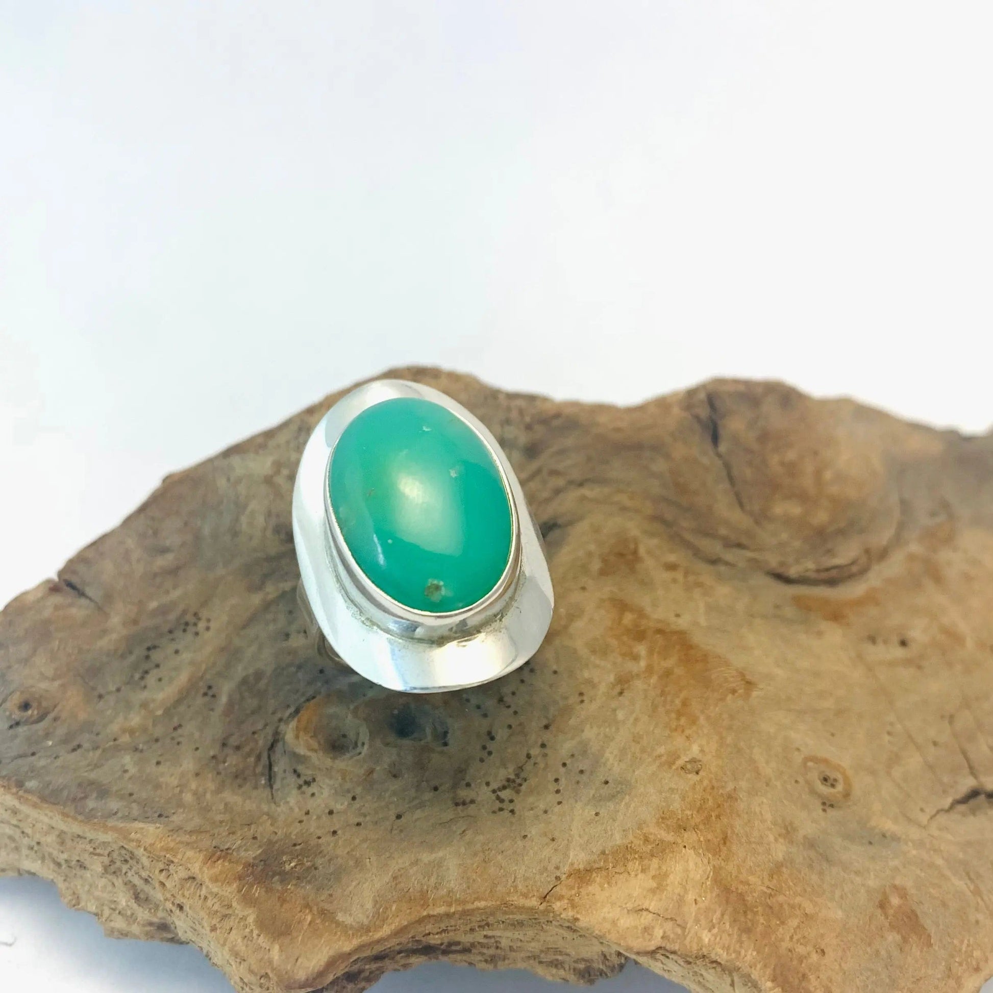 Bague " Joie et Douceur " Chrysoprase et argent 925 - Byartmexbijoux