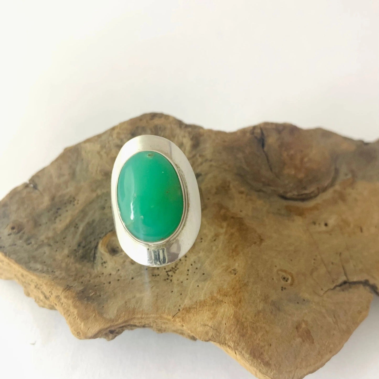 Bague " Joie et Douceur " Chrysoprase et argent 925 - Byartmexbijoux