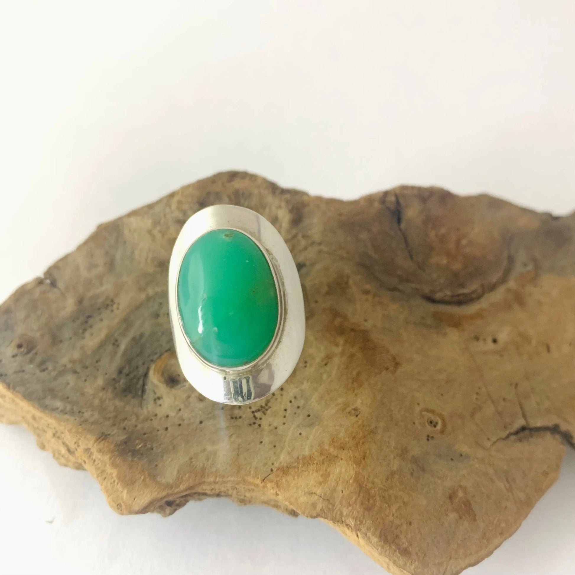 Bague " Joie et Douceur " Chrysoprase et argent 925 - Byartmexbijoux