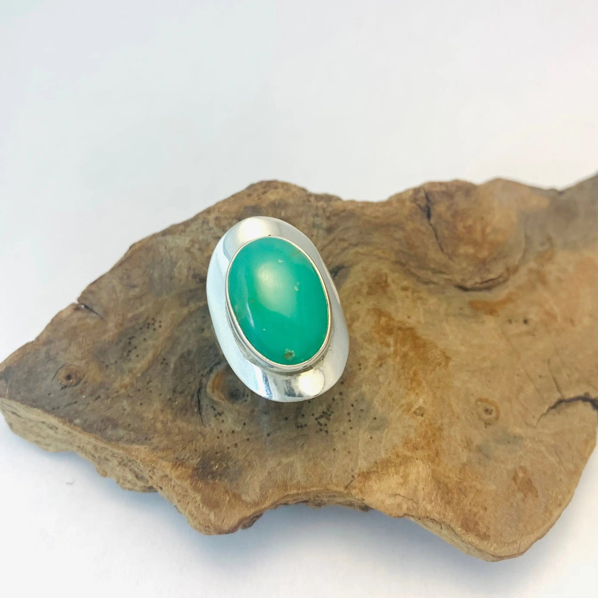 Bague " Joie et Douceur " Chrysoprase et argent 925 - Byartmexbijoux
