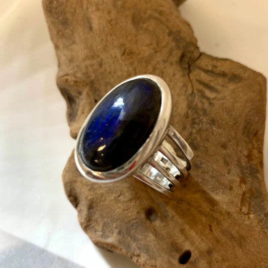 Bague La Natural Mystic en Labradorite bleue et argent 925