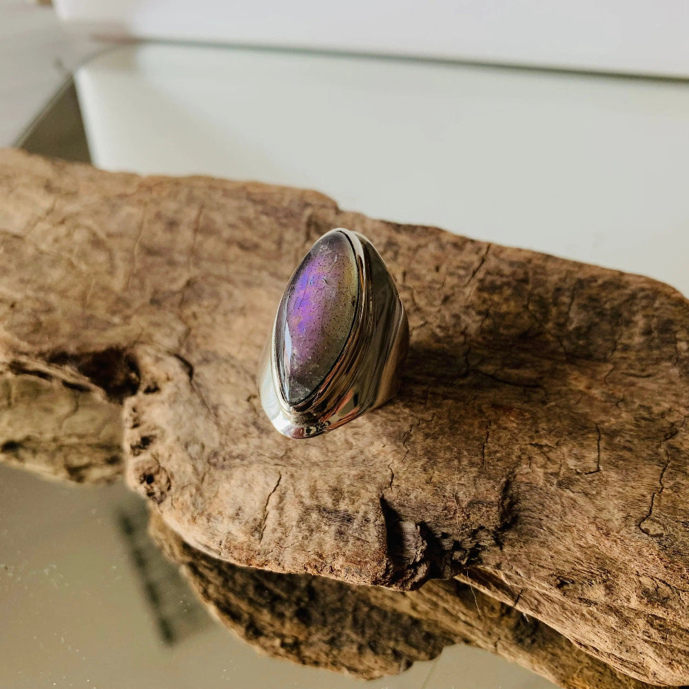 Bague Labradorite et Argent 925 - élégance- 57