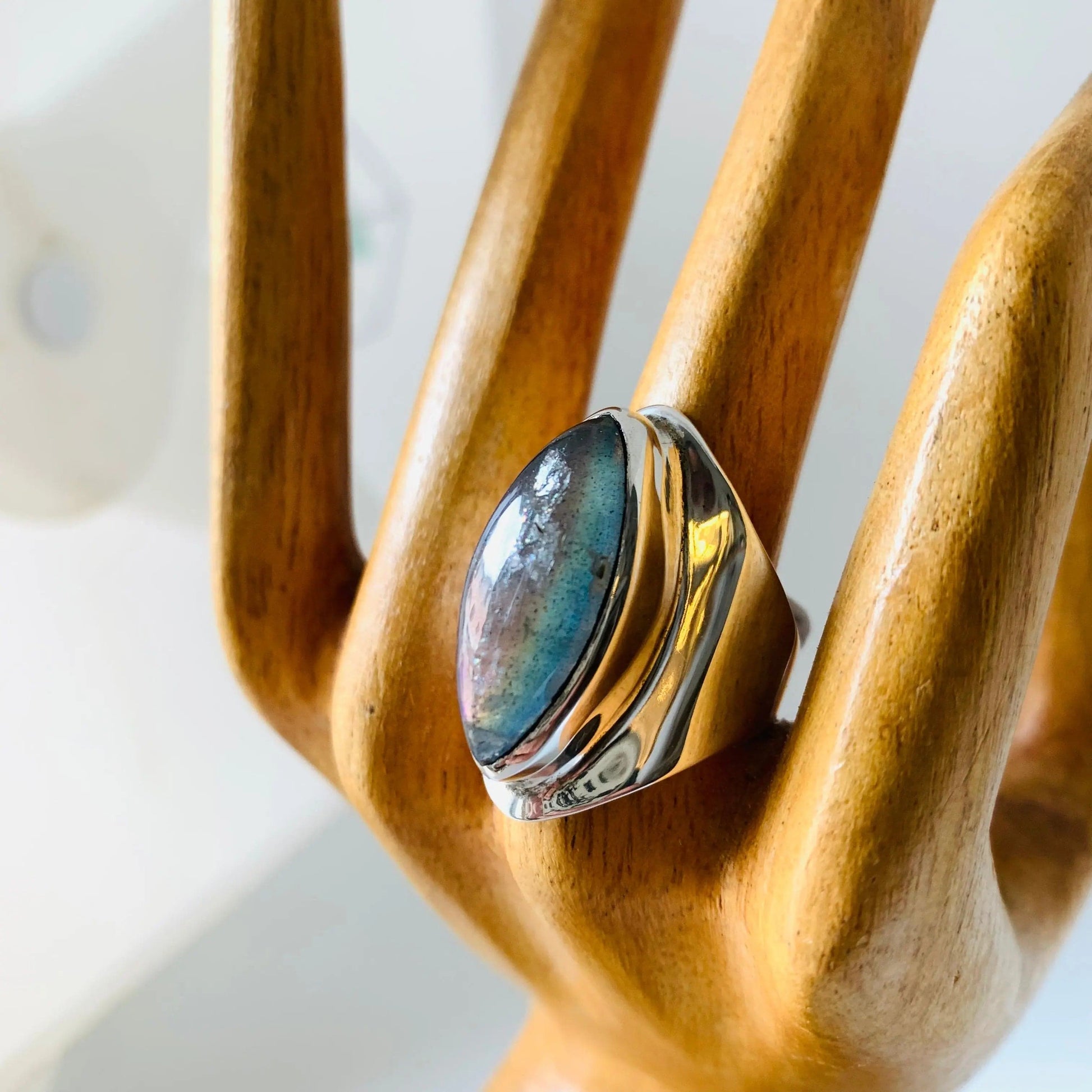 Bague Labradorite et Argent 925 - élégance- 57