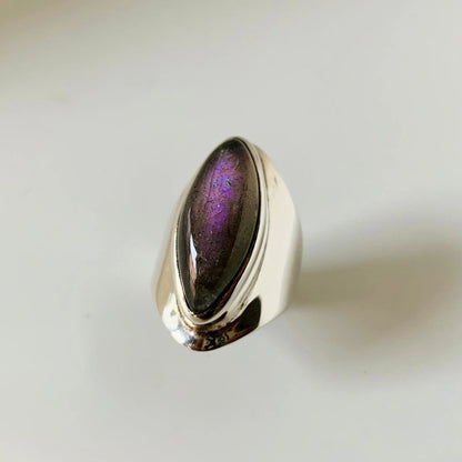 Bague Labradorite et Argent 925 - élégance- 57