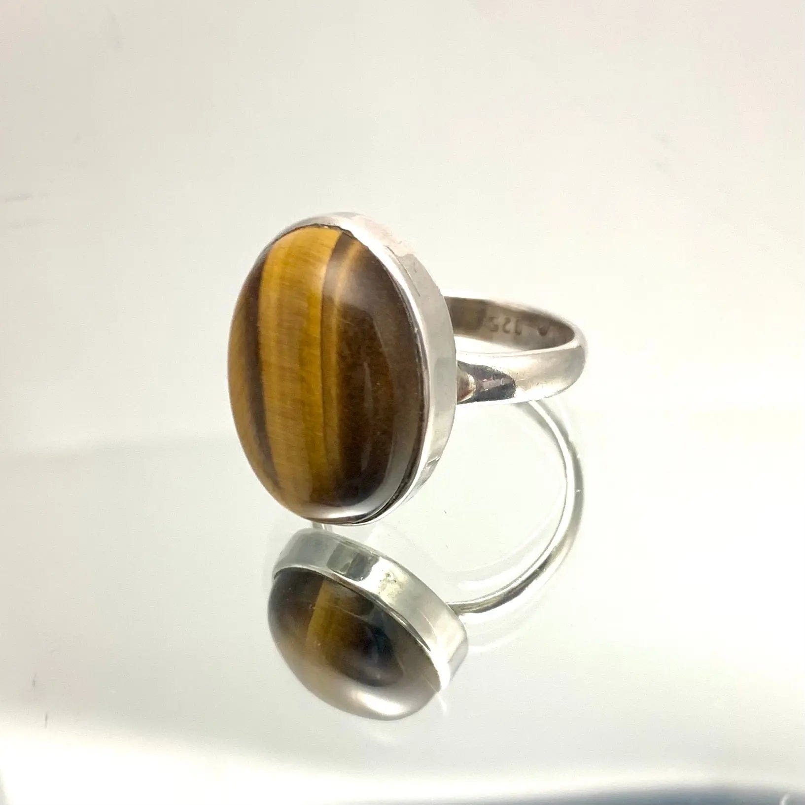 Bague œil de tigre et argent 925 - byartmexbijoux