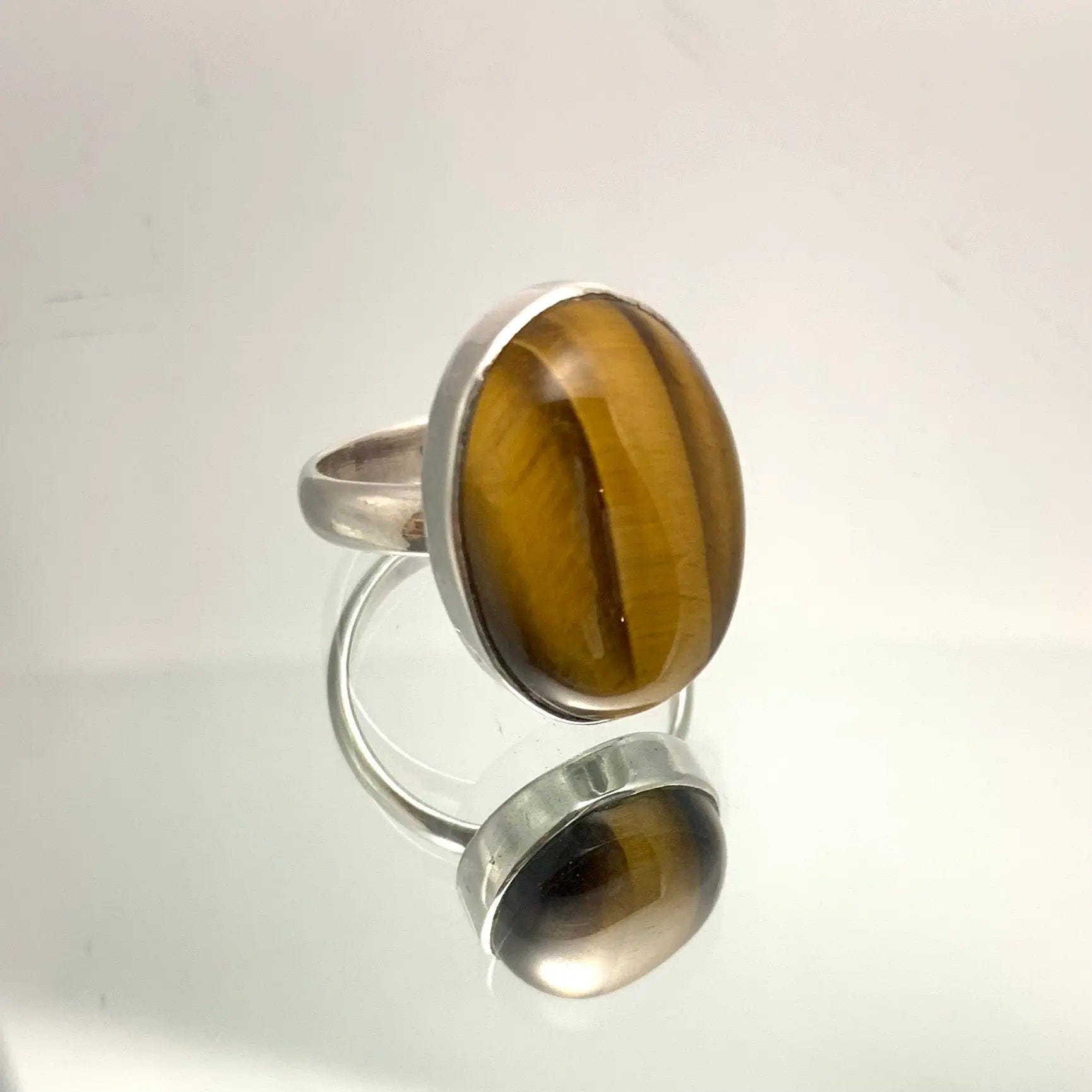 Bague œil de tigre et argent 925 - byartmexbijoux