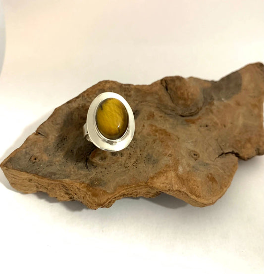Bague œil de tigre et argent925 - byartmexbijoux