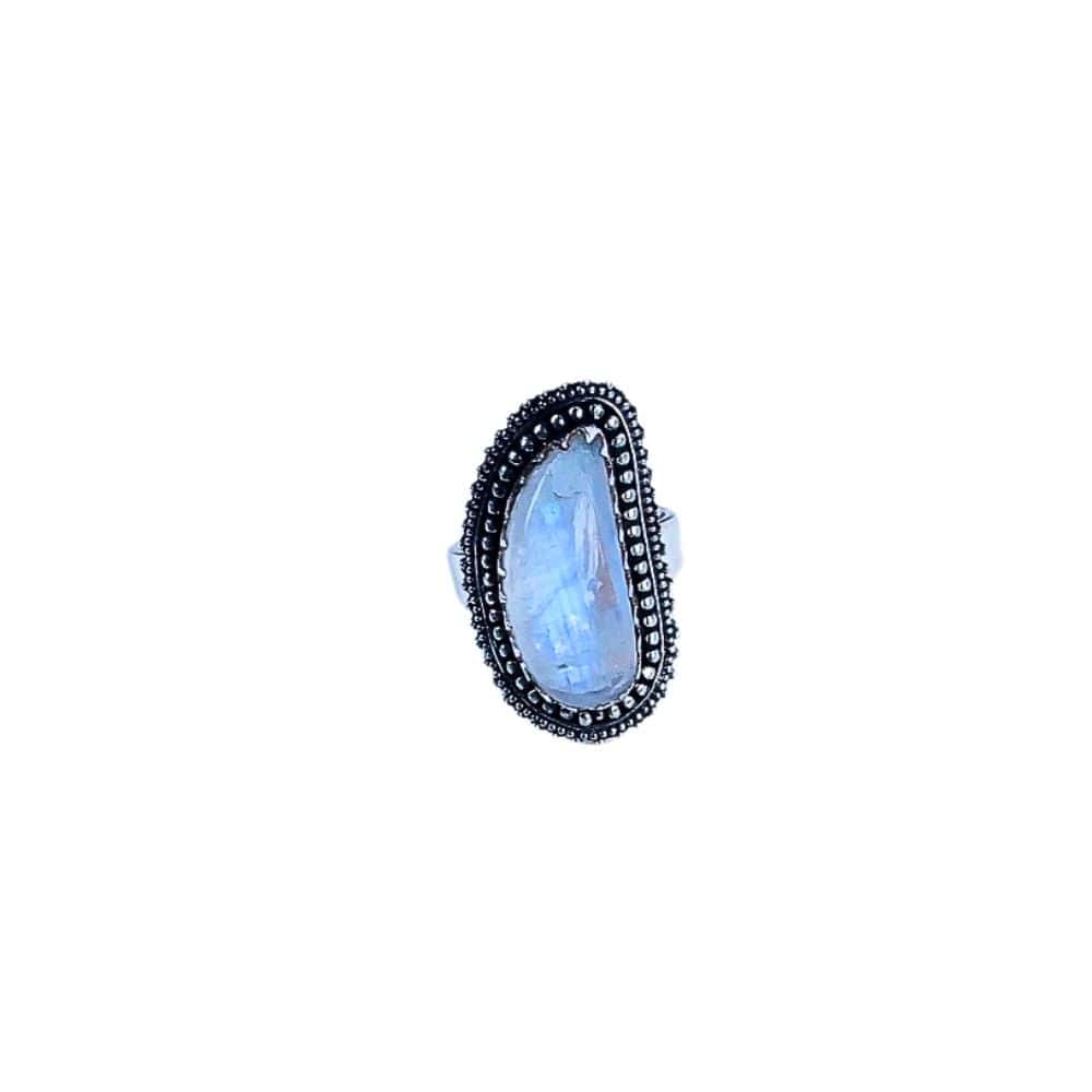 Bagues Pierre de Lune - Argent 925 - La Spirituelle - 56 (cabochon : 2 x 3 cm)