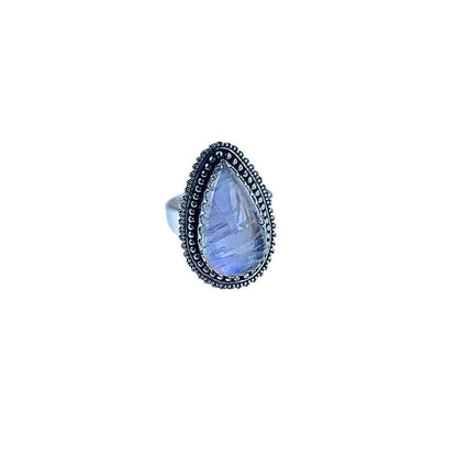 Bagues Pierre de Lune - Argent 925 - La Spirituelle - 62 (cabochon : 2 x 3 cm)