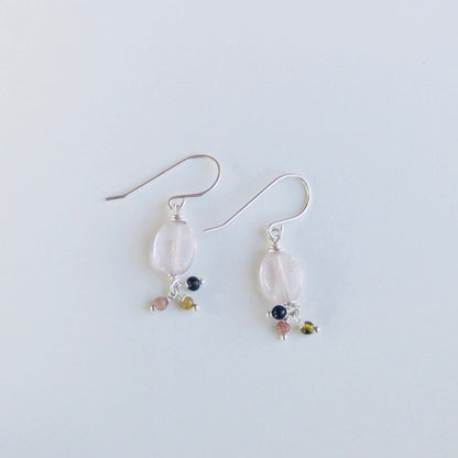 Boucles d’Oreilles Ama en Quartz Rose et Argent 925 - Bijoux Artisanaux avec Pierres Naturelles
