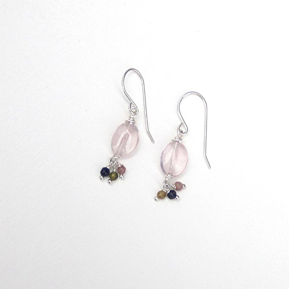 Boucles d’Oreilles Ama en Quartz Rose et Argent 925 - Bijoux Artisanaux avec Pierres Naturelles