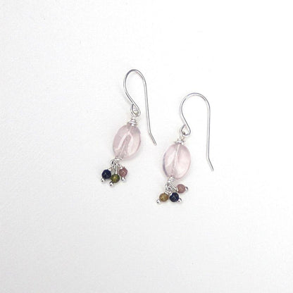Boucles d’Oreilles Ama en Quartz Rose et Argent 925 - Bijoux Artisanaux avec Pierres Naturelles