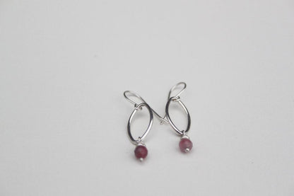Boucles d'Oreilles Artisanales Lina en Argent et Tourmaline Rose - Élégance et Savoir-Faire