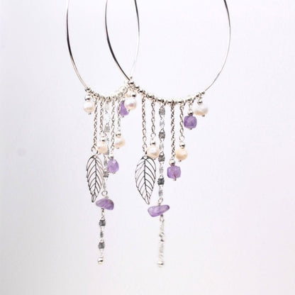 Boucles d'oreilles créoles en Perles d'eau douce & Argent 925 - Élégance bohème