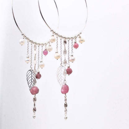 Boucles d'oreilles créoles en Perles d'eau douce & Argent 925 - Élégance bohème