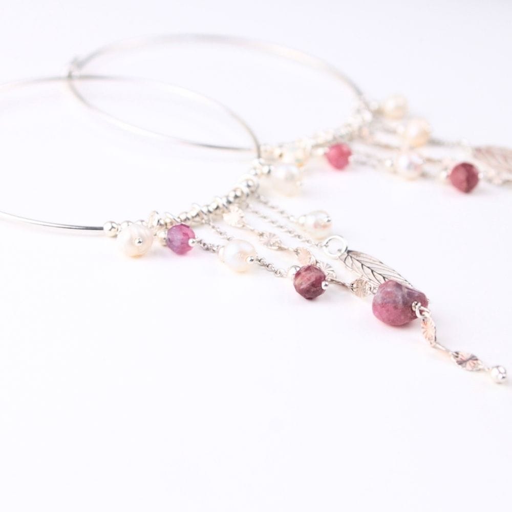Boucles d'oreilles créoles en Perles d'eau douce & Argent 925 - Élégance bohème