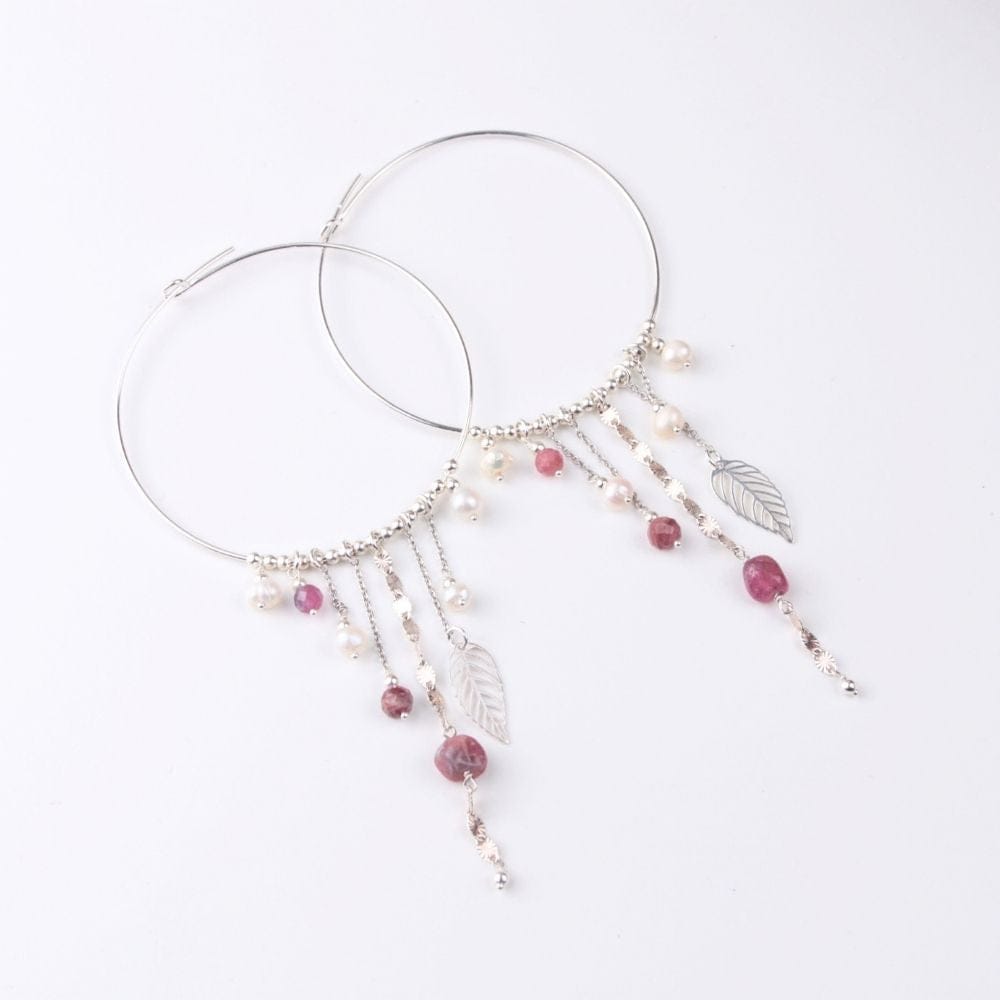 Boucles d'oreilles créoles en Perles d'eau douce & Argent 925 - Élégance bohème