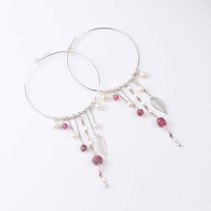 Boucles d'oreilles créoles en Perles d'eau douce & Argent 925 - Élégance bohème