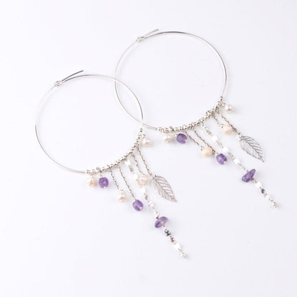 Boucles d'oreilles créoles en Perles d'eau douce & Argent 925 - Élégance bohème