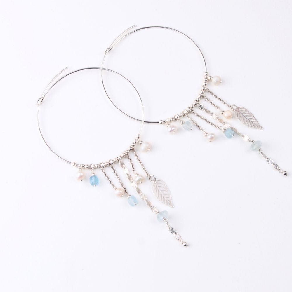 Boucles d'oreilles créoles en Perles d'eau douce & Argent 925 - Élégance bohème