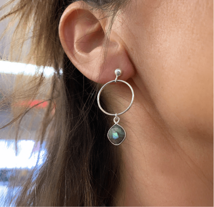 Boucles d'oreilles en argent 925 et Labradorite "Intuition"