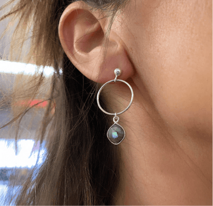 Boucles d'oreilles en argent 925 et Labradorite "Intuition"
