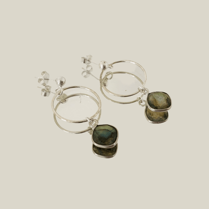 Boucles d'oreilles en argent 925 et Labradorite "Intuition"