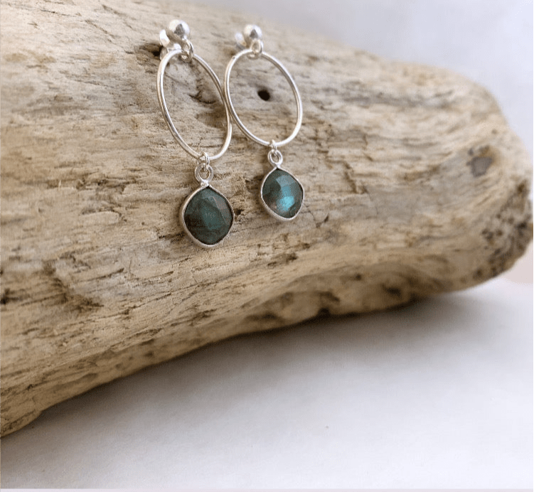 Boucles d'oreilles en argent 925 et Labradorite "Intuition"