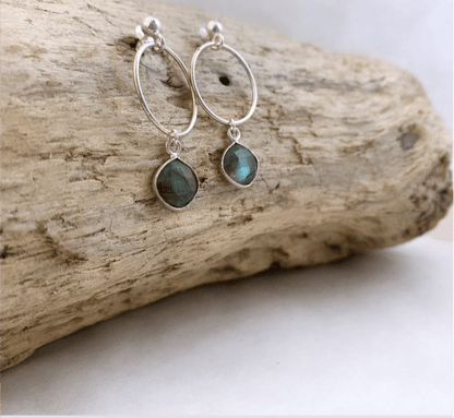 Boucles d'oreilles en argent 925 et Labradorite "Intuition"