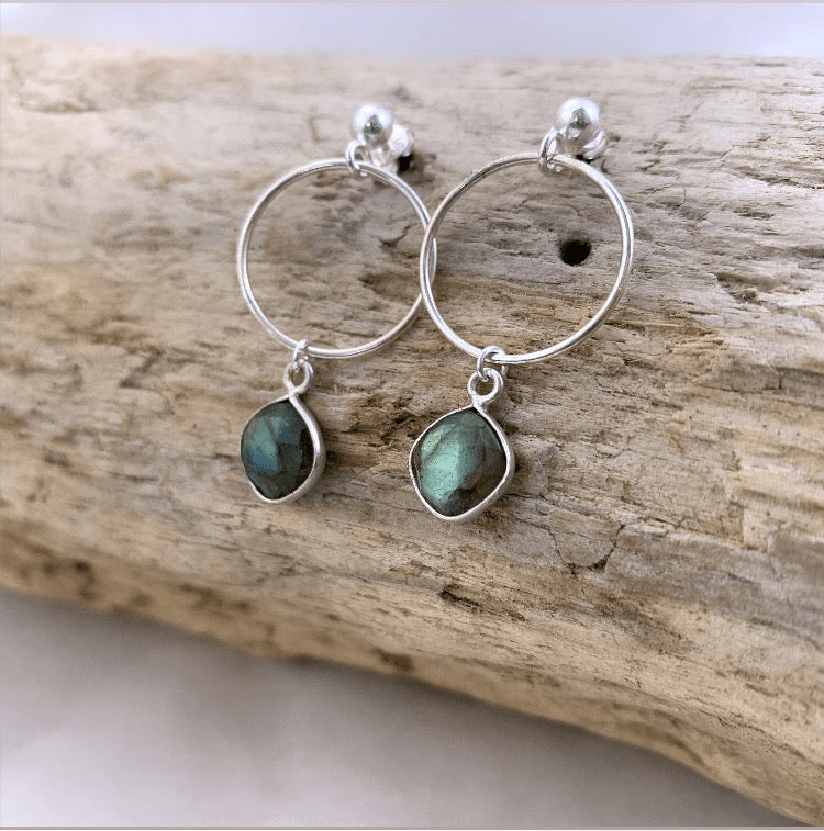 Boucles d'oreilles en argent 925 et Labradorite "Intuition"