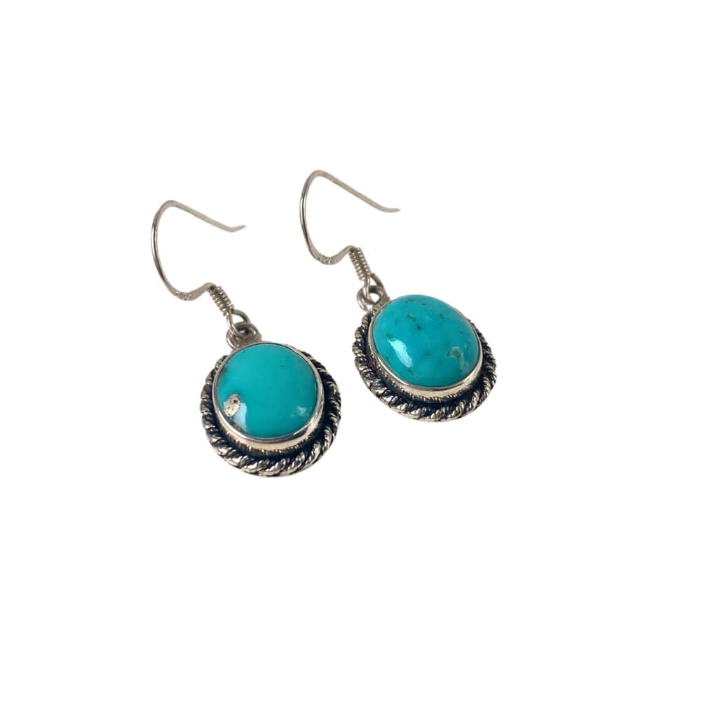 Boucles d’oreilles en Turquoise d’Arizona et Argent 925 - Lagon - Protection