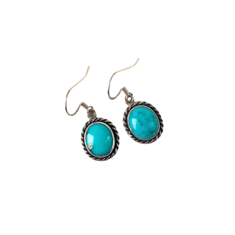 Boucles d’oreilles en Turquoise d’Arizona et Argent 925 - Lagon - Protection