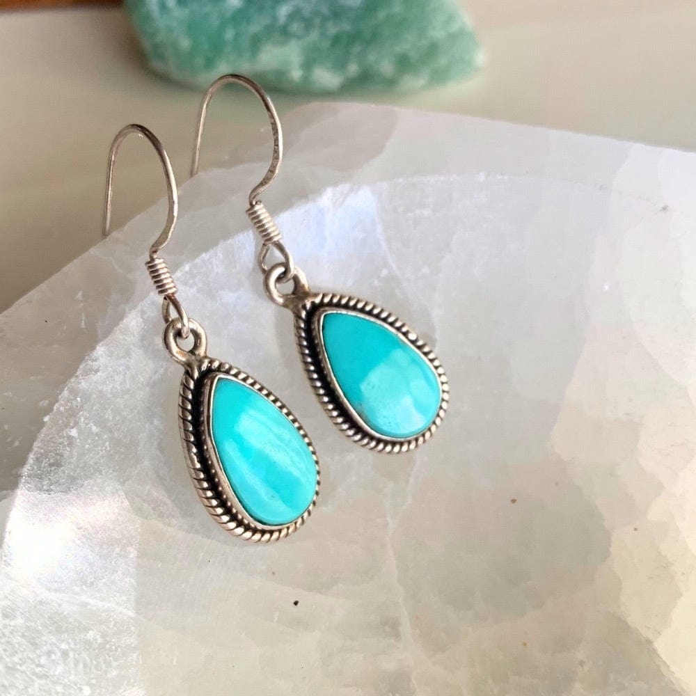 Boucles d’Oreilles en Turquoise d’Arizona et Argent 925 - Séléna - Protectrice -