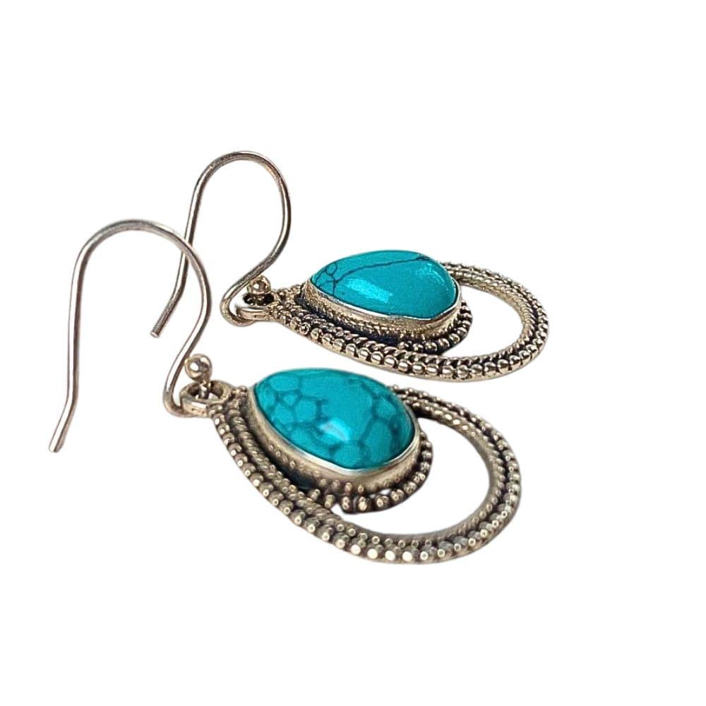 Boucles d'oreilles en Turquoise et Argent 925 -Byartmexbijoux