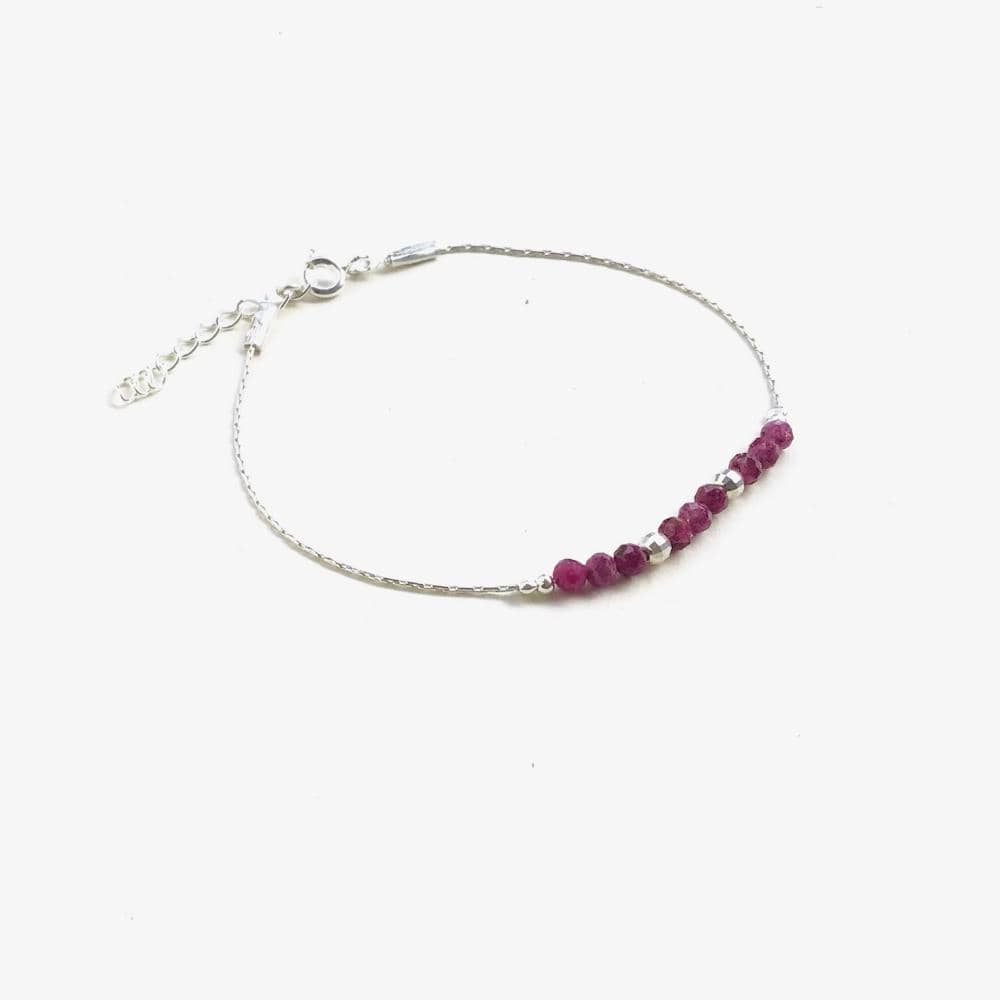 Bracelet artisanal en argent 925 et rubylite - Bijou fait main et pierre naturelle