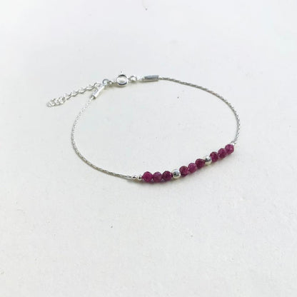 Bracelet artisanal en argent 925 et rubylite - Bijou fait main et pierre naturelle