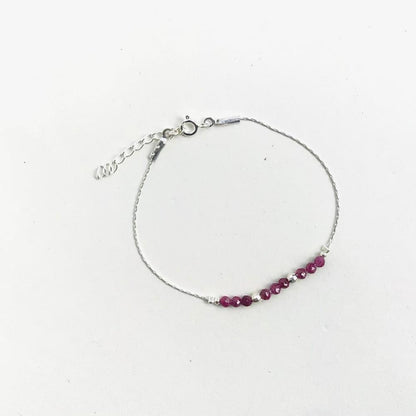 Bracelet artisanal en argent 925 et rubylite - Bijou fait main et pierre naturelle