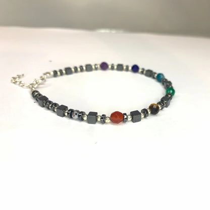 Bracelet chakra en argent 925 et pierres naturelles - bracelet artisanal - Byartmexbijoux
