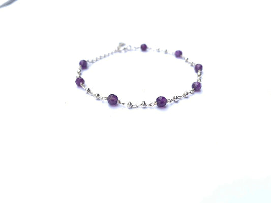 Bracelet en argent 925 et Améthyste - Bracelet artisanal