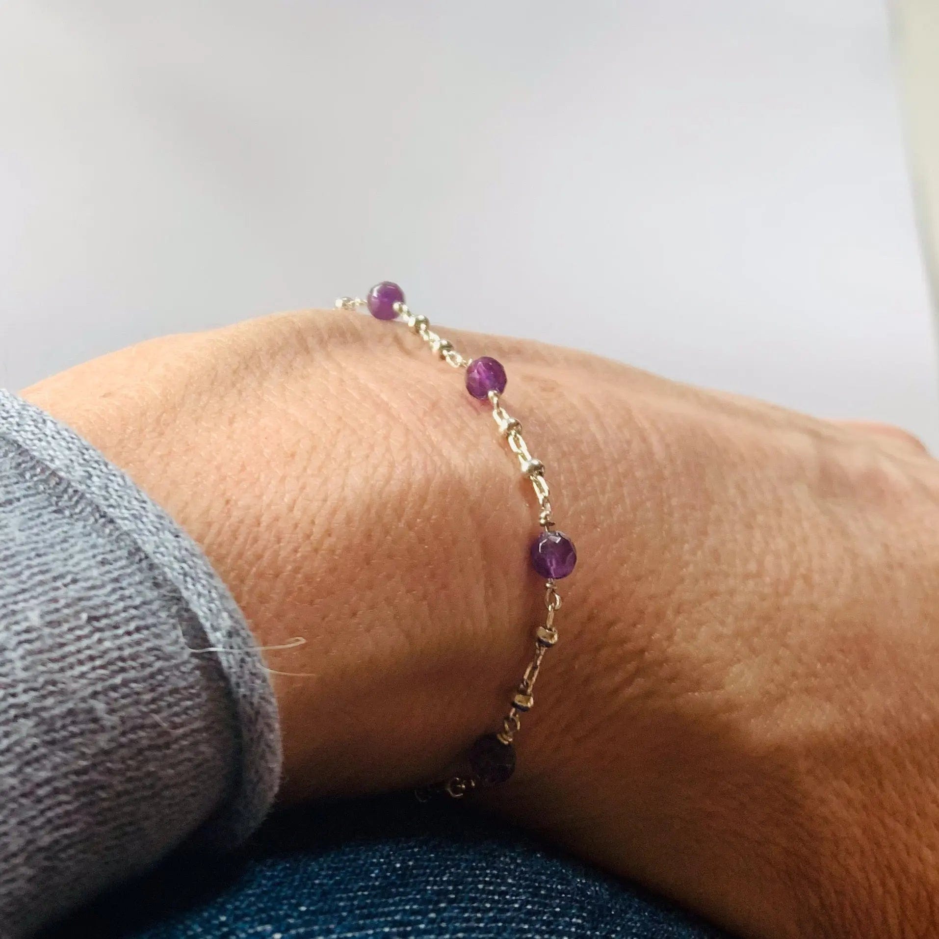 Bracelet en argent 925 et Améthyste - Bracelet artisanal