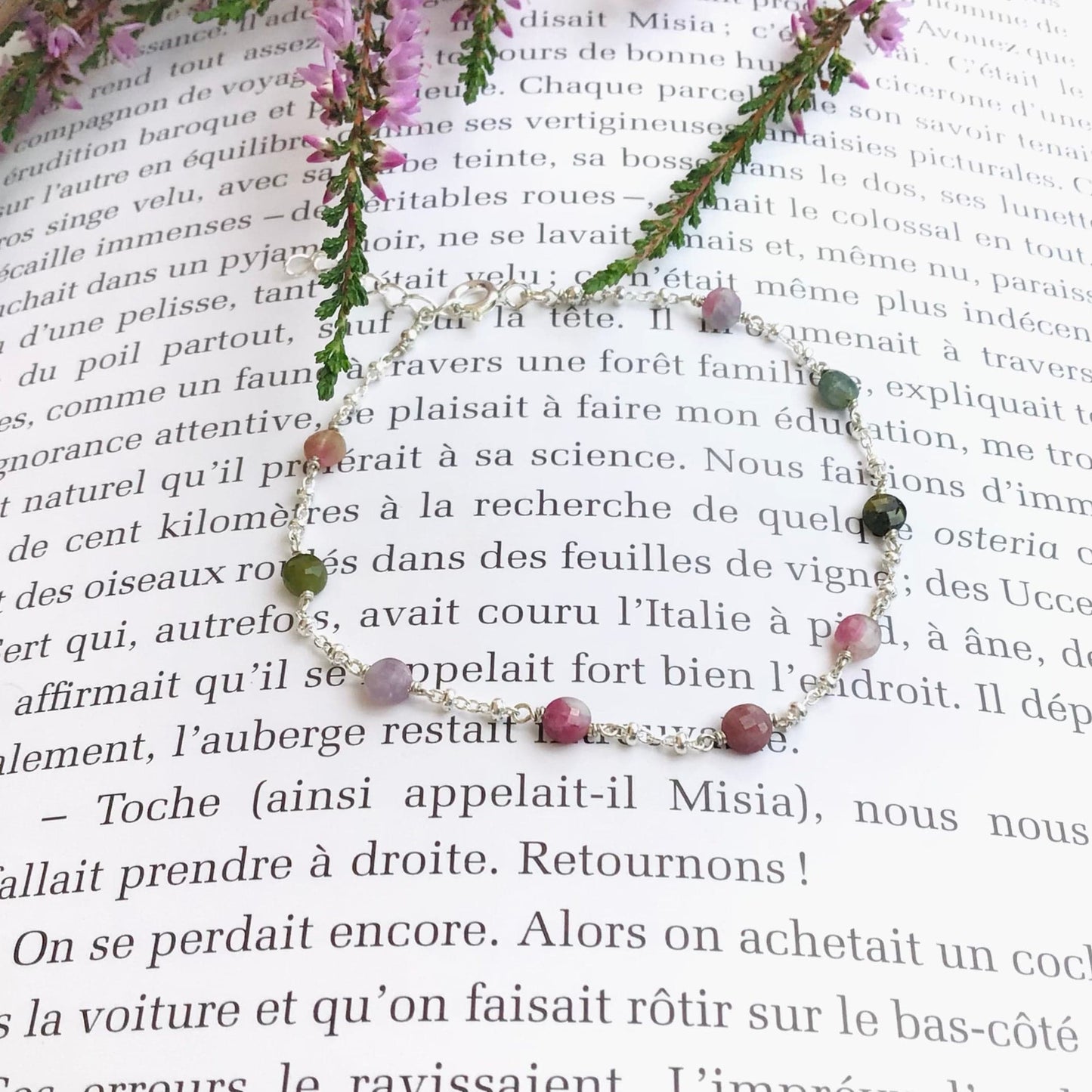 Bracelet en Argent 925 et Tourmaline multicolor - Bracelet artisanal en argent 925