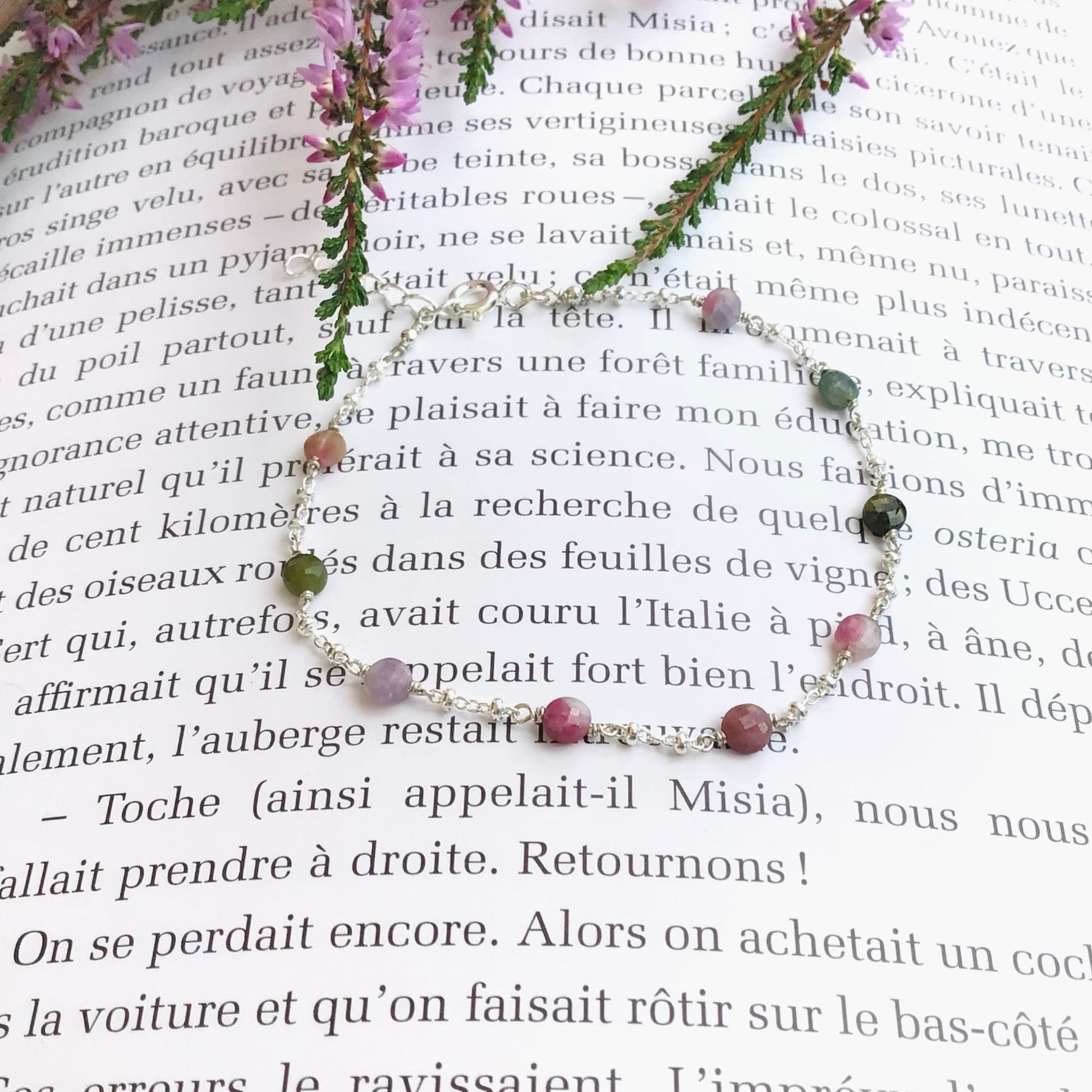 Bracelet en Argent 925 et Tourmaline multicolor - Bracelet artisanal en argent 925