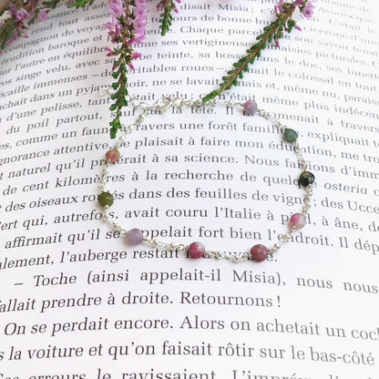 Bracelet en Argent 925 et Tourmaline multicolor - Bracelet artisanal en argent 925