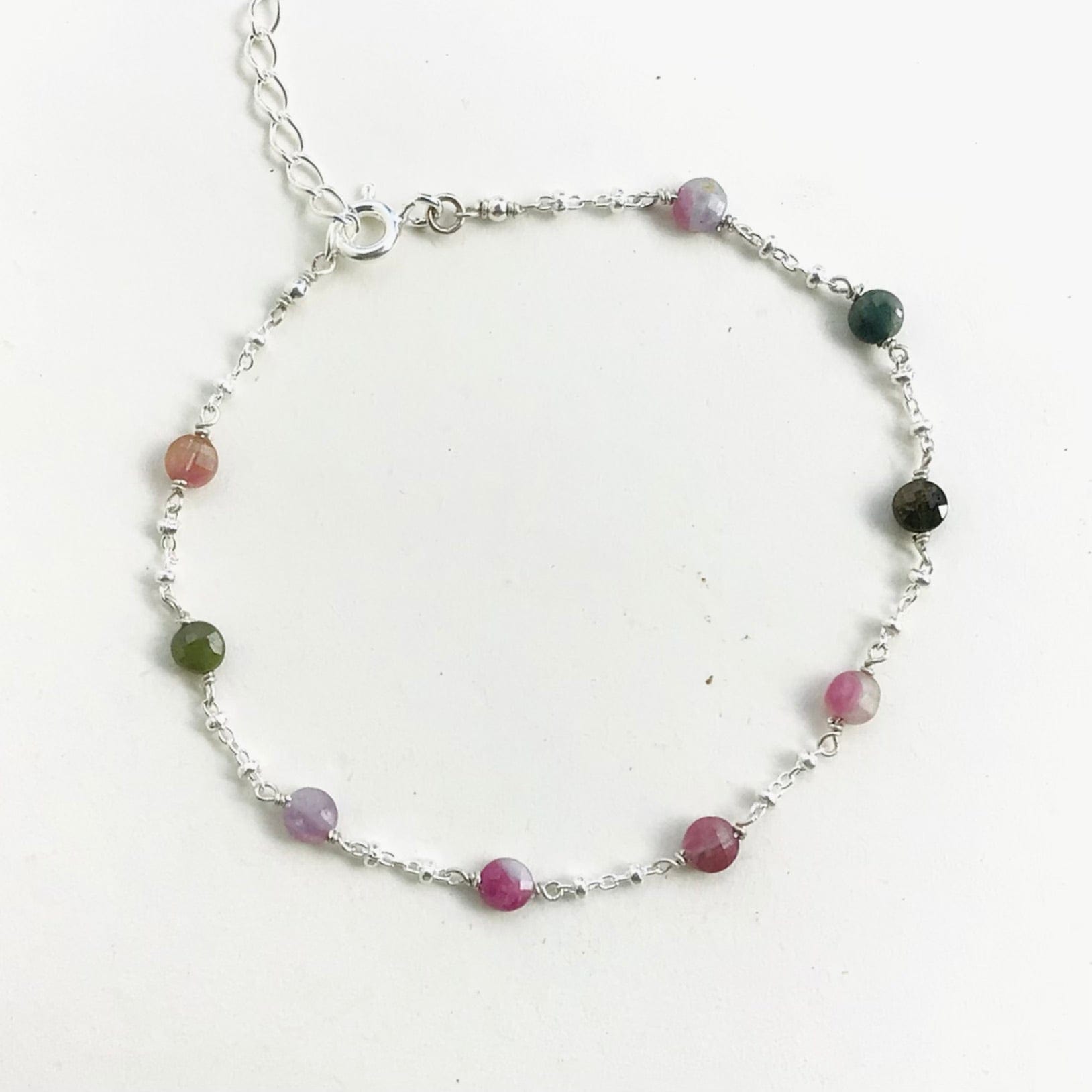 Bracelet en Argent 925 et Tourmaline multicolor - Bracelet artisanal en argent 925