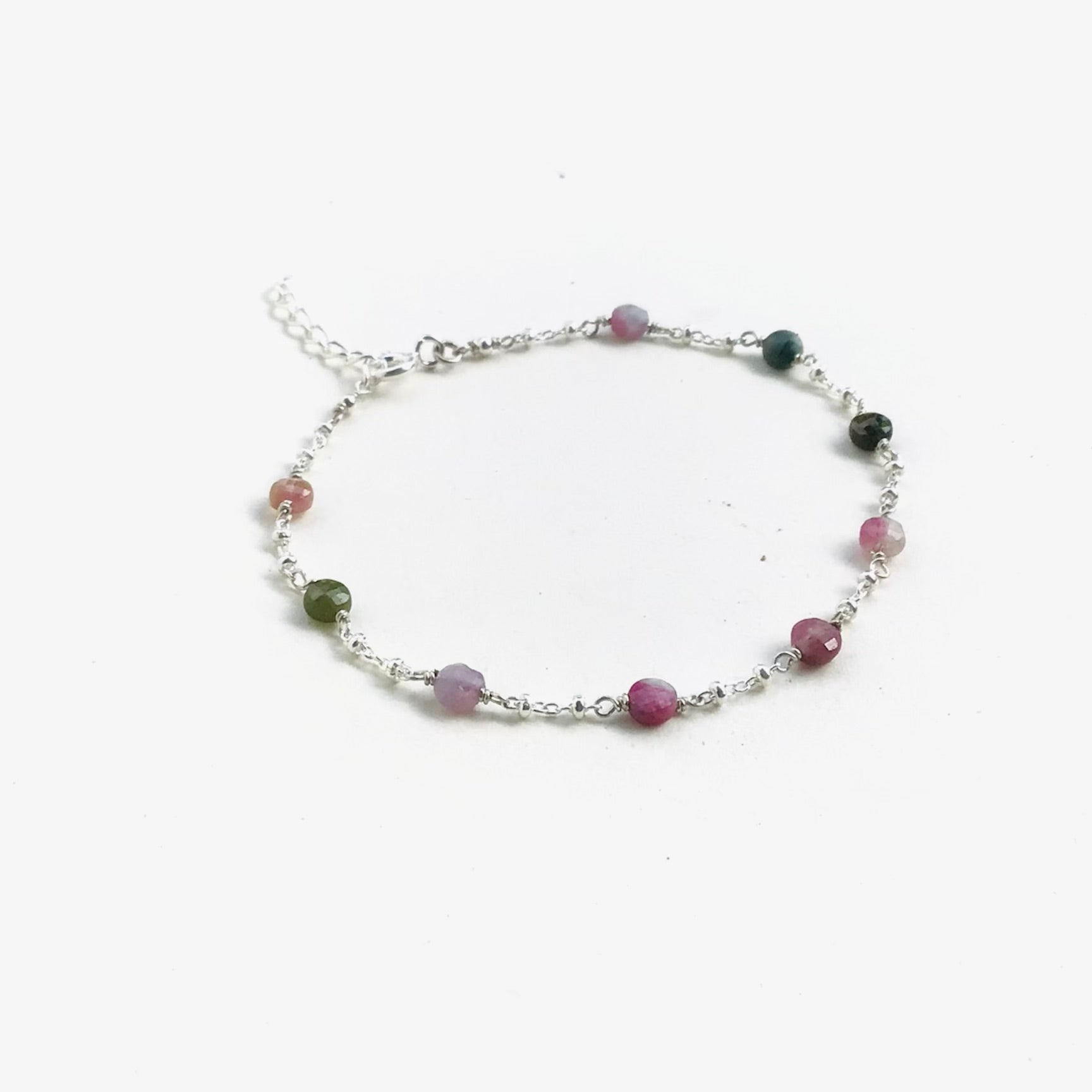 Bracelet en Argent 925 et Tourmaline multicolor - Bracelet artisanal en argent 925