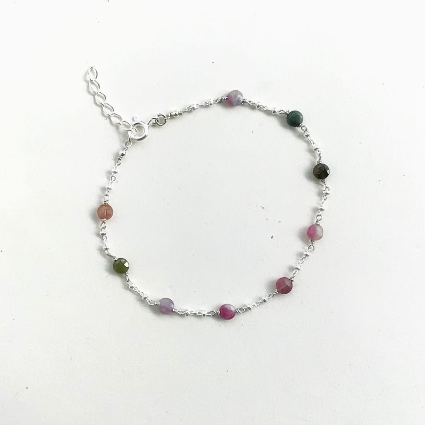 Bracelet en Argent 925 et Tourmaline multicolor - Bracelet artisanal en argent 925