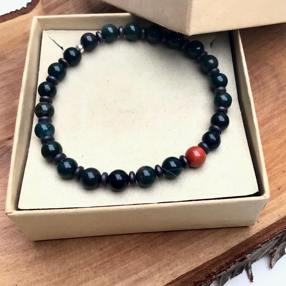  Bracelet en Jaspe Sanguin et Rouge - Force et Vitalité - Byartmexbijoux