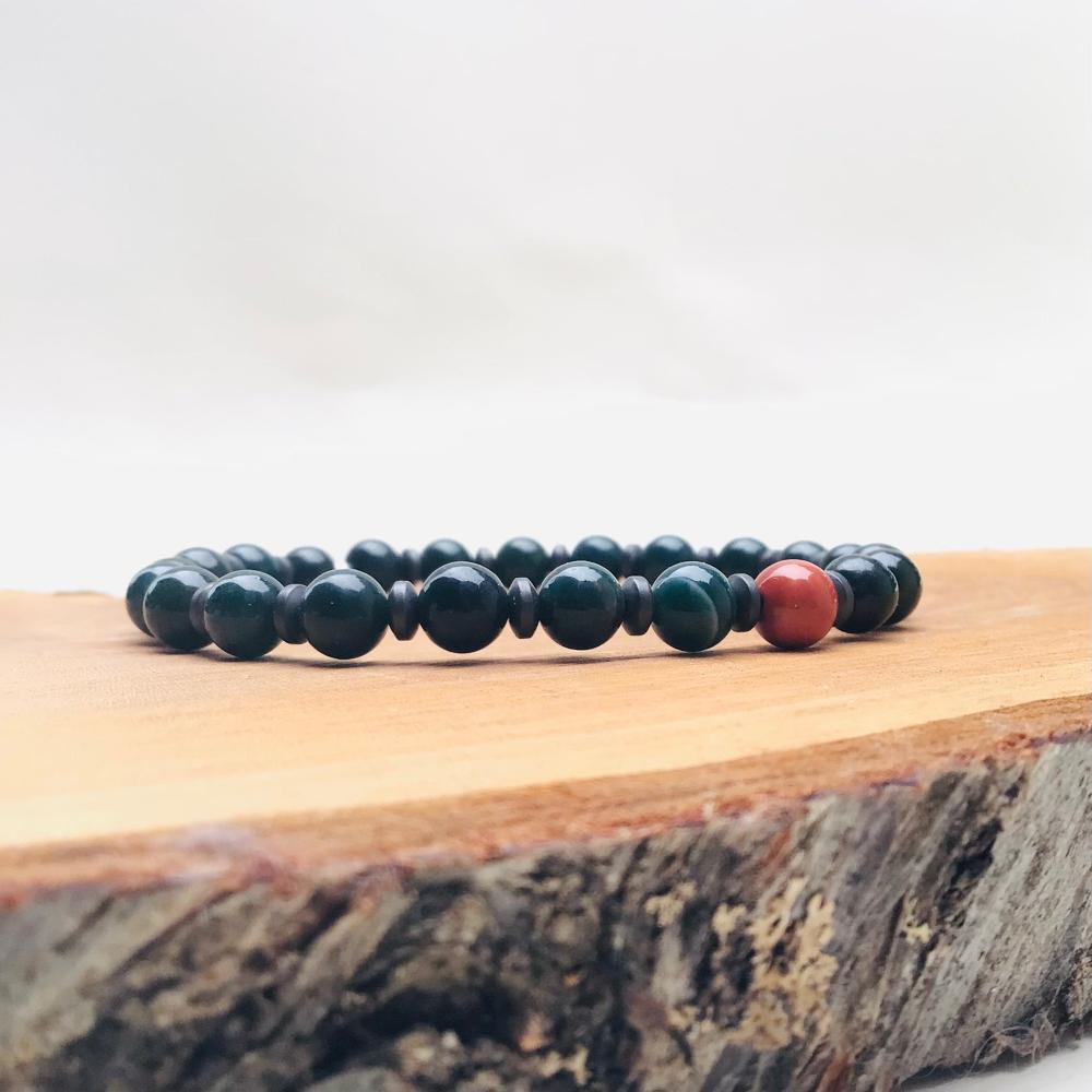  Bracelet en Jaspe Sanguin et Rouge - Force et Vitalité - Byartmexbijoux